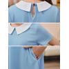 imageGORLYA Girls Peter Pan Collar Vintage Casual Loose Straight Swing TShirt Dress with Pockets 414YLight Blue