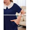 imageGORLYA Girls Peter Pan Collar Vintage Casual Loose Straight Swing TShirt Dress with Pockets 414YNavy