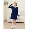 imageGORLYA Girls Peter Pan Collar Vintage Casual Loose Straight Swing TShirt Dress with Pockets 414YNavylong Sleeve