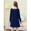 imageGORLYA Girls Peter Pan Collar Vintage Casual Loose Straight Swing TShirt Dress with Pockets 414YNavylong Sleeve