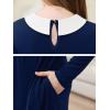 imageGORLYA Girls Peter Pan Collar Vintage Casual Loose Straight Swing TShirt Dress with Pockets 414YNavylong Sleeve