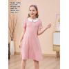 imageGORLYA Girls Peter Pan Collar Vintage Casual Loose Straight Swing TShirt Dress with Pockets 414YPink