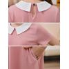imageGORLYA Girls Peter Pan Collar Vintage Casual Loose Straight Swing TShirt Dress with Pockets 414YPink