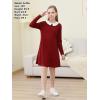 imageGORLYA Girls Peter Pan Collar Vintage Casual Loose Straight Swing TShirt Dress with Pockets 414YWine Redlong Sleeve
