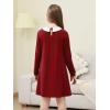 imageGORLYA Girls Peter Pan Collar Vintage Casual Loose Straight Swing TShirt Dress with Pockets 414YWine Redlong Sleeve