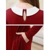 imageGORLYA Girls Peter Pan Collar Vintage Casual Loose Straight Swing TShirt Dress with Pockets 414YWine Redlong Sleeve