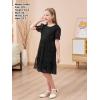 imageGORLYA Girls Sheer Mesh Puff Sleeve Empire Waist Vintage Tiered Sequined Tulle Babydoll Dress 414YBlack
