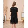 imageGORLYA Girls Sheer Mesh Puff Sleeve Empire Waist Vintage Tiered Sequined Tulle Babydoll Dress 414YBlack