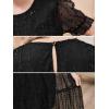 imageGORLYA Girls Sheer Mesh Puff Sleeve Empire Waist Vintage Tiered Sequined Tulle Babydoll Dress 414YBlack