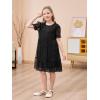 imageGORLYA Girls Sheer Mesh Puff Sleeve Empire Waist Vintage Tiered Sequined Tulle Babydoll Dress 414YBlack