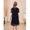 imageGORLYA Girls Sheer Mesh Puff Sleeve Empire Waist Vintage Tiered Sequined Tulle Babydoll Dress 414YNavy