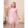 imageGORLYA Girls Sheer Mesh Puff Sleeve Empire Waist Vintage Tiered Sequined Tulle Babydoll Dress 414YPink