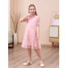 imageGORLYA Girls Sheer Mesh Puff Sleeve Empire Waist Vintage Tiered Sequined Tulle Babydoll Dress 414YPink