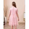 imageGORLYA Girls Sheer Mesh Puff Sleeve Empire Waist Vintage Tiered Sequined Tulle Babydoll Dress 414YPink