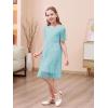 imageGORLYA Girls Sheer Mesh Puff Sleeve Empire Waist Vintage Tiered Sequined Tulle Babydoll Dress 414YTeal