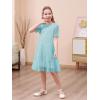 imageGORLYA Girls Sheer Mesh Puff Sleeve Empire Waist Vintage Tiered Sequined Tulle Babydoll Dress 414YTeal