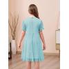 imageGORLYA Girls Sheer Mesh Puff Sleeve Empire Waist Vintage Tiered Sequined Tulle Babydoll Dress 414YTeal