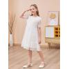 imageGORLYA Girls Sheer Mesh Puff Sleeve Empire Waist Vintage Tiered Sequined Tulle Babydoll Dress 414YWhite