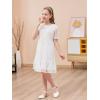 imageGORLYA Girls Sheer Mesh Puff Sleeve Empire Waist Vintage Tiered Sequined Tulle Babydoll Dress 414YWhite