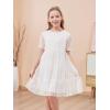 imageGORLYA Girls Sheer Mesh Puff Sleeve Empire Waist Vintage Tiered Sequined Tulle Babydoll Dress 414YWhite