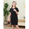 imageGORLYA Girls Short Sleeve ALine Loose Casual Shift Swing Summer TShirt Dress with Pockets 616YBlack