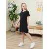 imageGORLYA Girls Short Sleeve ALine Loose Casual Shift Swing Summer TShirt Dress with Pockets 616YBlack