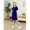 imageGORLYA Girls Short Sleeve ALine Loose Casual Shift Swing Summer TShirt Dress with Pockets 616YBlue