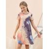 imageGORLYA Girls Short Sleeve ALine Loose Casual Shift Swing Summer TShirt Dress with Pockets 616YBlue Gray Tiedye