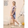 imageGORLYA Girls Short Sleeve ALine Loose Casual Shift Swing Summer TShirt Dress with Pockets 616YBlue Gray Tiedye