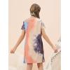 imageGORLYA Girls Short Sleeve ALine Loose Casual Shift Swing Summer TShirt Dress with Pockets 616YBlue Gray Tiedye