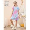 imageGORLYA Girls Short Sleeve ALine Loose Casual Shift Swing Summer TShirt Dress with Pockets 616YBlue Tiedye