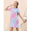 imageGORLYA Girls Short Sleeve ALine Loose Casual Shift Swing Summer TShirt Dress with Pockets 616YBlue Tiedye