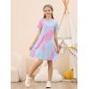 imageGORLYA Girls Short Sleeve ALine Loose Casual Shift Swing Summer TShirt Dress with Pockets 616YBlue Tiedye