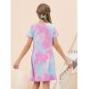 imageGORLYA Girls Short Sleeve ALine Loose Casual Shift Swing Summer TShirt Dress with Pockets 616YBlue Tiedye