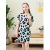 imageGORLYA Girls Short Sleeve ALine Loose Casual Shift Swing Summer TShirt Dress with Pockets 616YGray Leopard