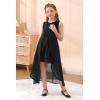 imageGORLYA Girls Sleeveless Ruffle Neck HiLo Hem Overlay Formal Occasin Chiffon Long Party Dress 414TBlack