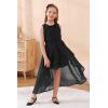 imageGORLYA Girls Sleeveless Ruffle Neck HiLo Hem Overlay Formal Occasin Chiffon Long Party Dress 414TBlack