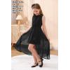 imageGORLYA Girls Sleeveless Ruffle Neck HiLo Hem Overlay Formal Occasin Chiffon Long Party Dress 414TBlack