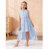 imageGORLYA Girls Sleeveless Ruffle Neck HiLo Hem Overlay Formal Occasin Chiffon Long Party Dress 414TLight Blue
