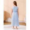imageGORLYA Girls Sleeveless Ruffle Neck HiLo Hem Overlay Formal Occasin Chiffon Long Party Dress 414TLight Blue