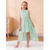 imageGORLYA Girls Sleeveless Ruffle Neck HiLo Hem Overlay Formal Occasin Chiffon Long Party Dress 414TLight Green
