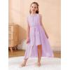 imageGORLYA Girls Sleeveless Ruffle Neck HiLo Hem Overlay Formal Occasin Chiffon Long Party Dress 414TMauve