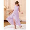 imageGORLYA Girls Sleeveless Ruffle Neck HiLo Hem Overlay Formal Occasin Chiffon Long Party Dress 414TMauve