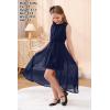 imageGORLYA Girls Sleeveless Ruffle Neck HiLo Hem Overlay Formal Occasin Chiffon Long Party Dress 414TNavy