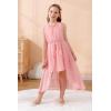 imageGORLYA Girls Sleeveless Ruffle Neck HiLo Hem Overlay Formal Occasin Chiffon Long Party Dress 414TPink