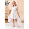 imageGORLYA Girls Sleeveless Ruffle Neck HiLo Hem Overlay Formal Occasin Chiffon Long Party Dress 414TWhite