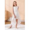 imageGORLYA Girls Sleeveless Ruffle Neck HiLo Hem Overlay Formal Occasin Chiffon Long Party Dress 414TWhite