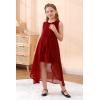 imageGORLYA Girls Sleeveless Ruffle Neck HiLo Hem Overlay Formal Occasin Chiffon Long Party Dress 414TWine Red