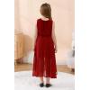 imageGORLYA Girls Sleeveless Ruffle Neck HiLo Hem Overlay Formal Occasin Chiffon Long Party Dress 414TWine Red