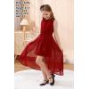 imageGORLYA Girls Sleeveless Ruffle Neck HiLo Hem Overlay Formal Occasin Chiffon Long Party Dress 414TWine Red